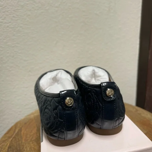 Taryn Rose Quilted Leather Ballet Flats - Reese in Midnight - Picture 4 of 9